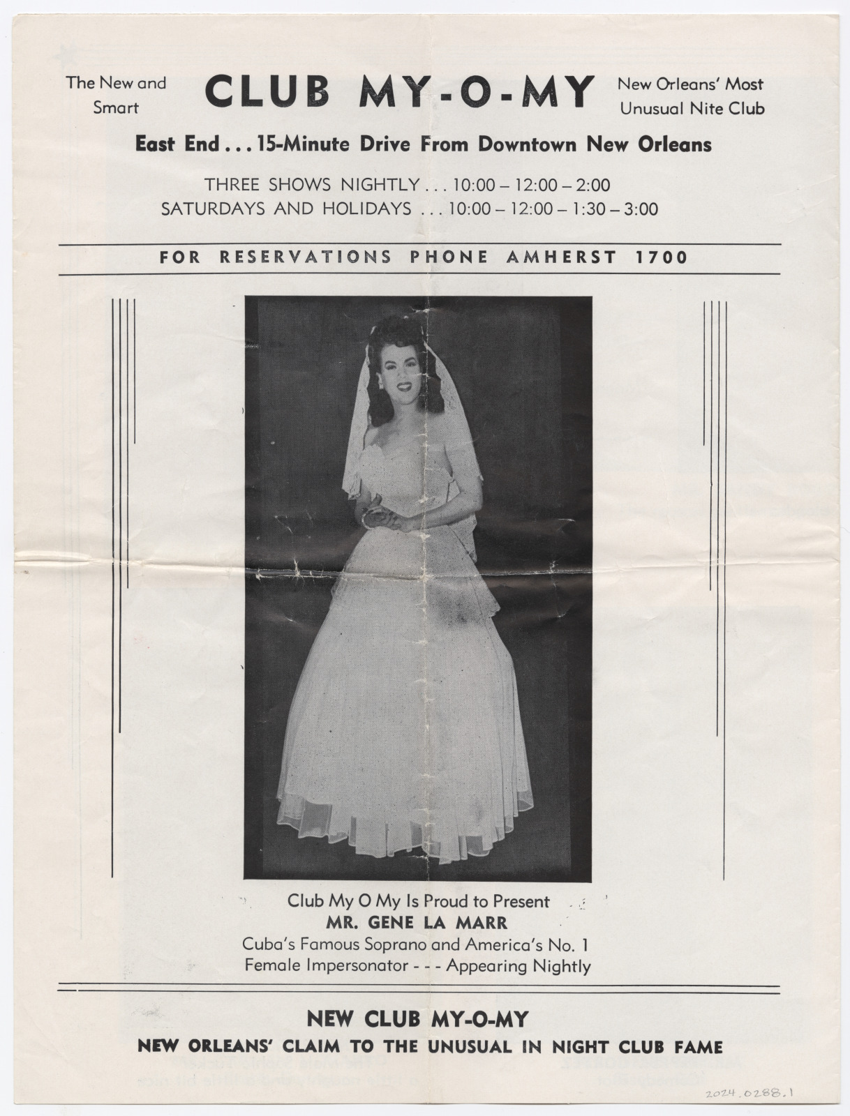 The back cover of this Club My-O-My program advertises Gene La Marr.