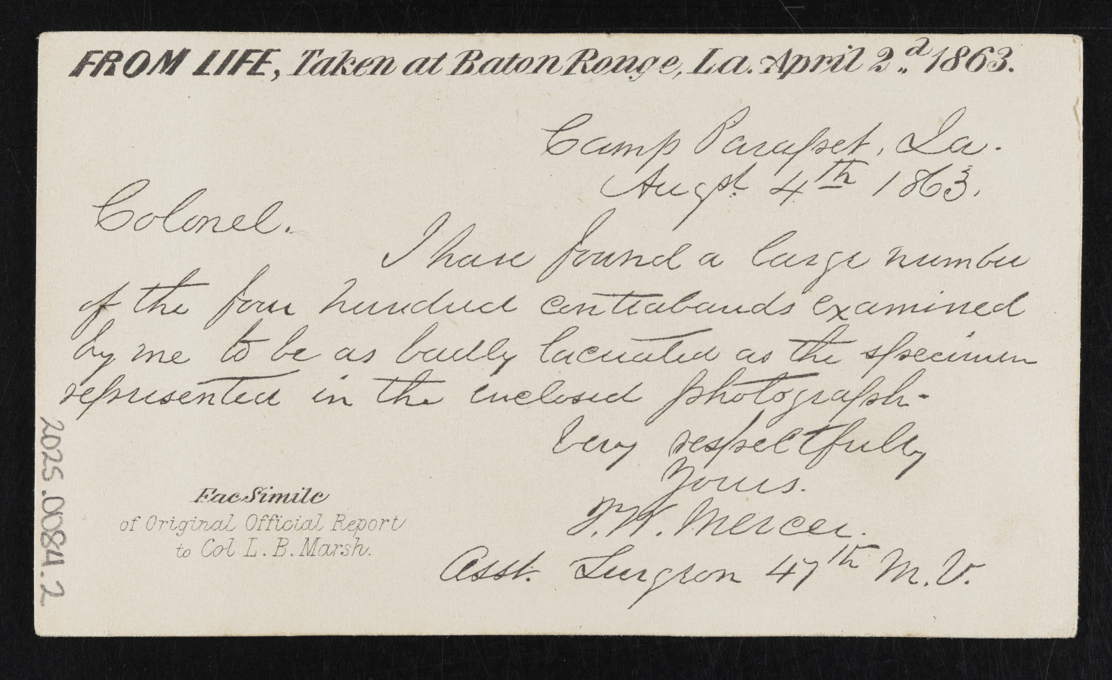 Reverse side of a carte de visite of “The Scourged Back" photograph, 1863.