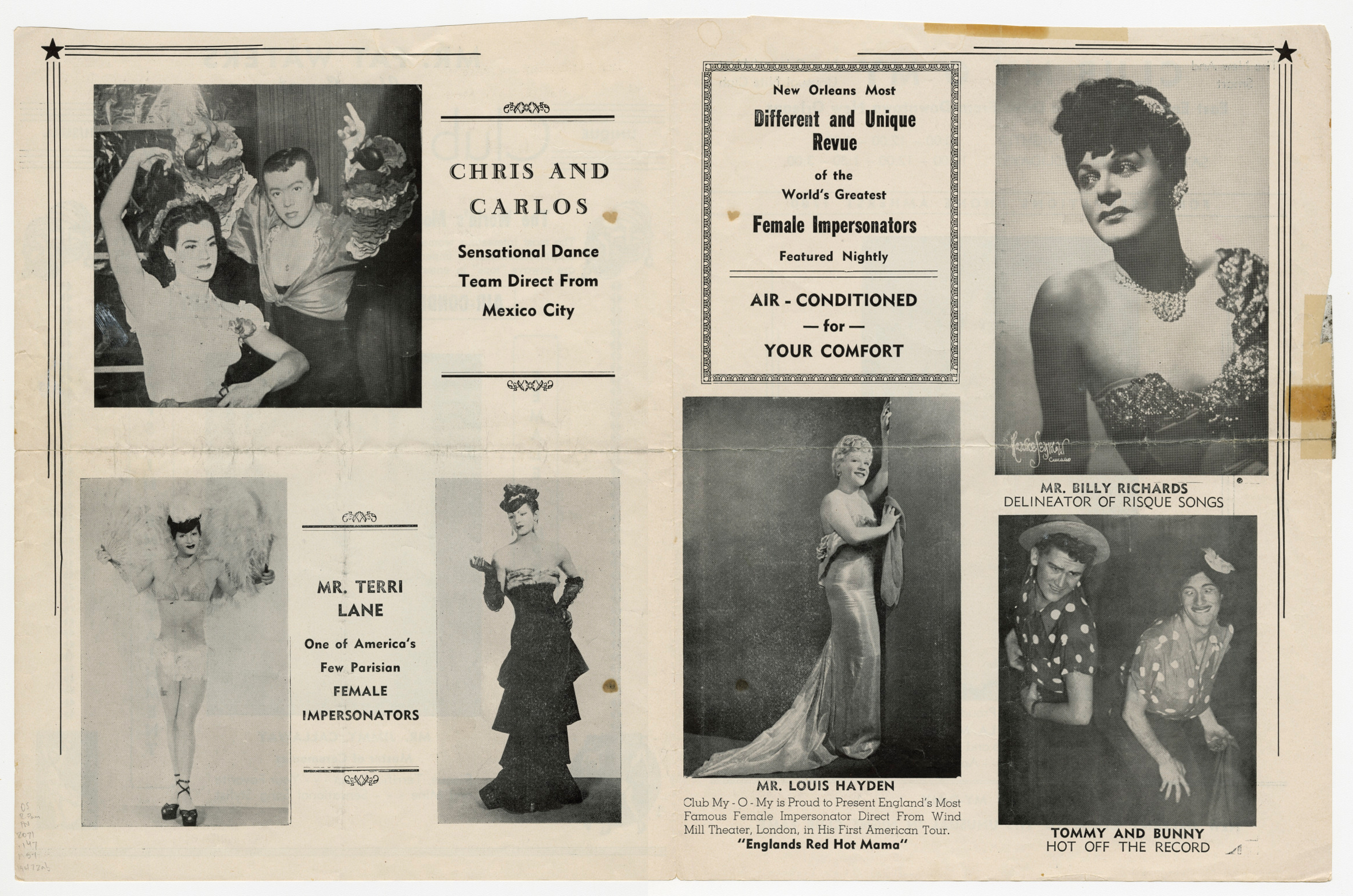 The interior of this My-O-My program advertises performers from Mexico City, London, and Paris.