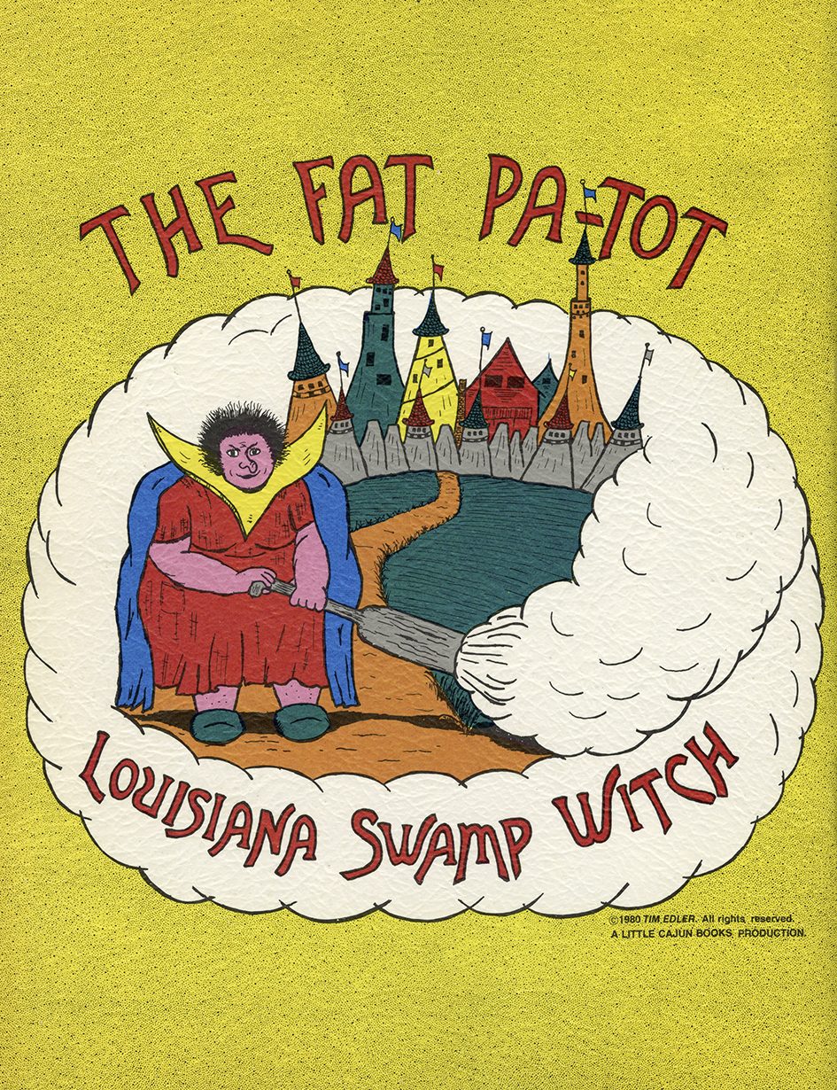 The back cover image shows Fat Pa-tot the swamp witch sweeping with her broom in front of her castle.