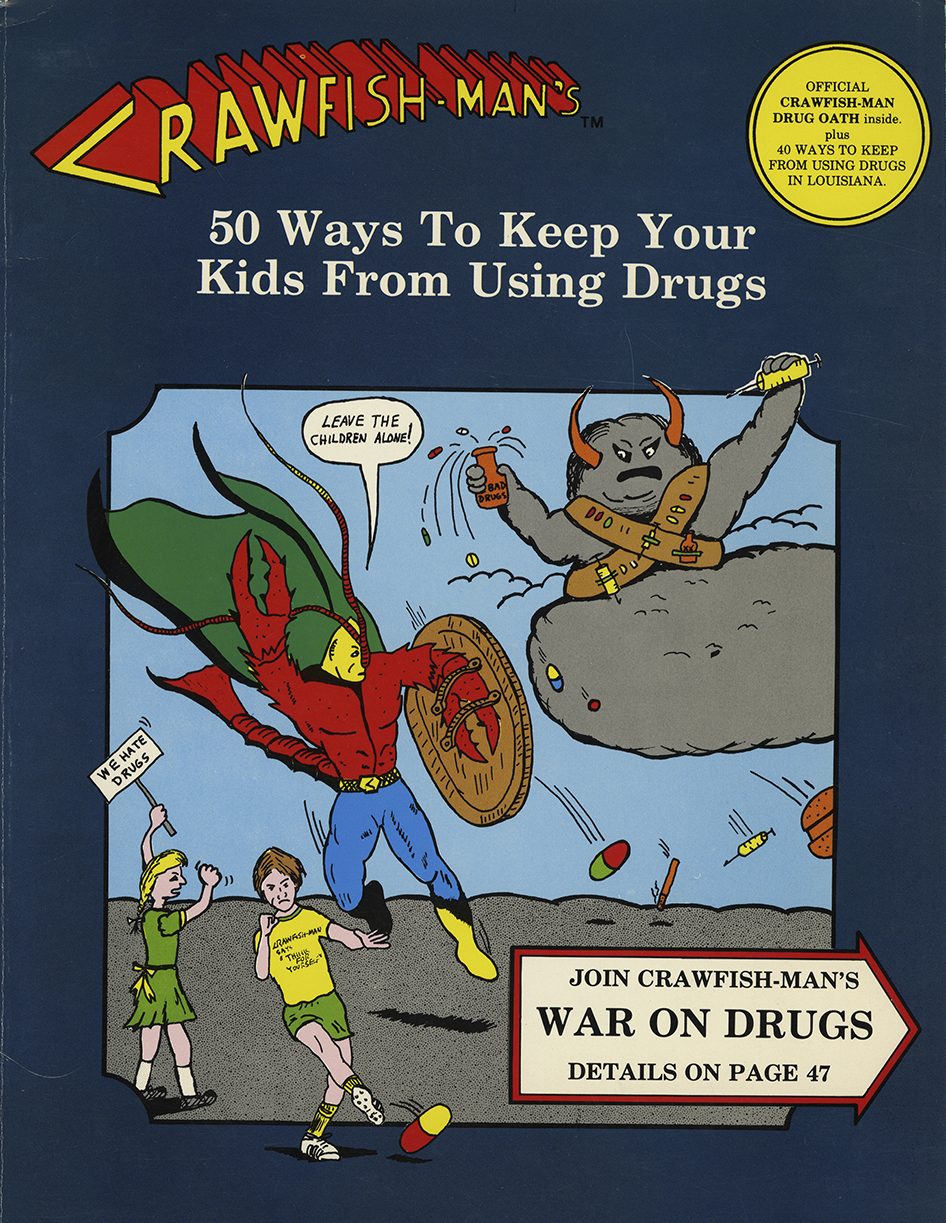 Crawfish-Man shields children from a dark cloud villain who is offering them drugs.