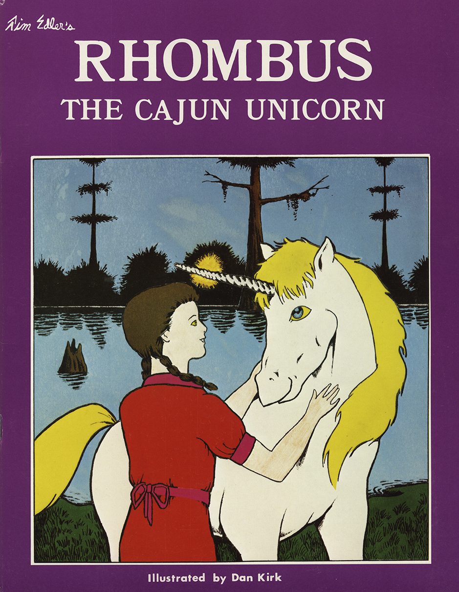 Colinda embraces Rhombus the unicorn in the swamp.