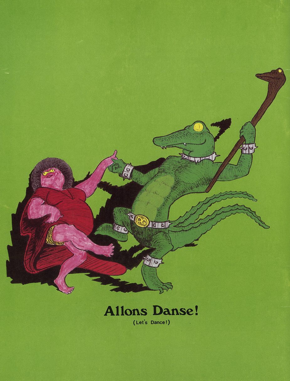 Fat Pa-Tot and Dark Gator dance above the message "Allons Danse!"