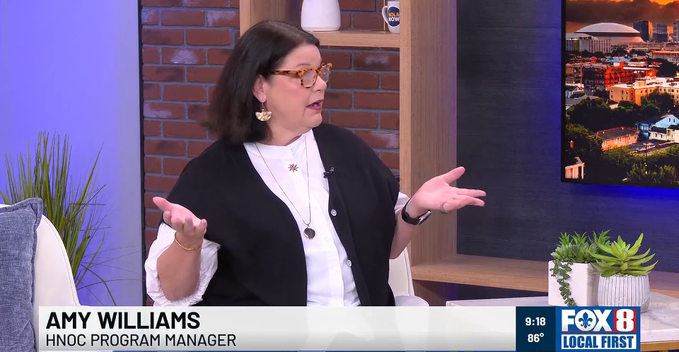 HNOC Manger of Programs Amy Williams speaks on Fox 8 New Orleans.