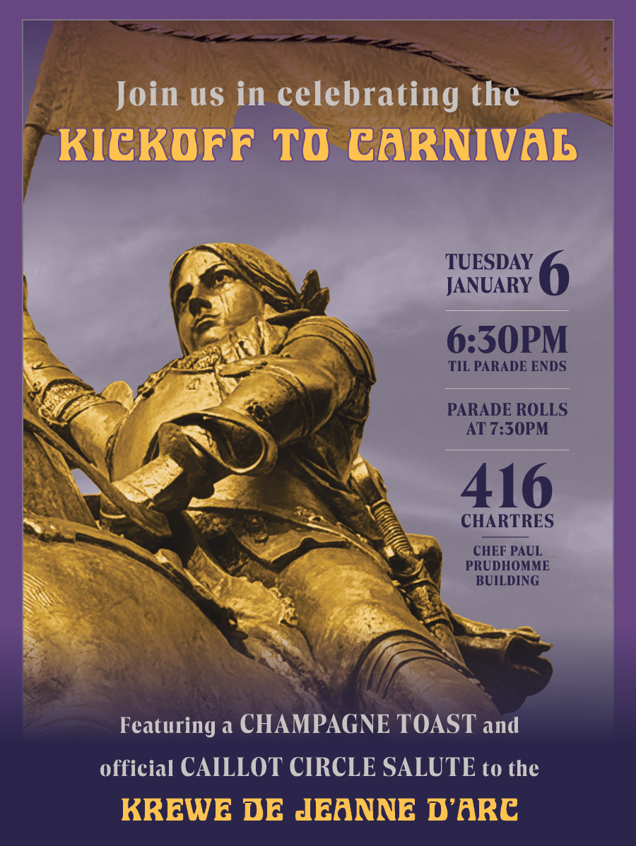 Flyer for Caillot Circle's 2026 Carnival Kickokff party on January 6, 2026.