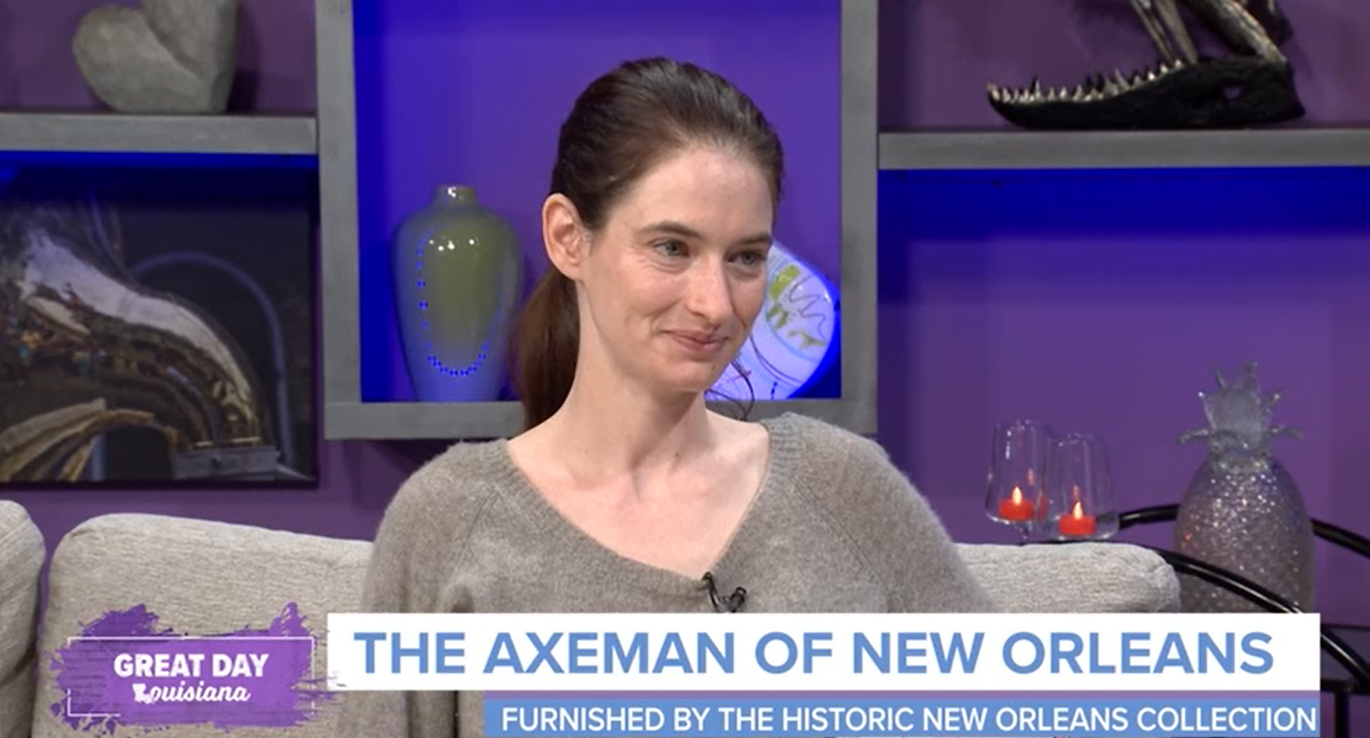 HNOC Senior Interpreter Joanna Robinson on the set of "Great Day Louisiana."