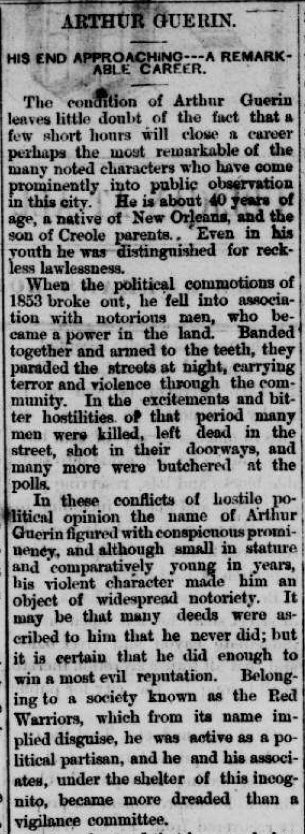 An obituary for Guerin details the shooting death of an Irish police officer, David Hennessy Sr.