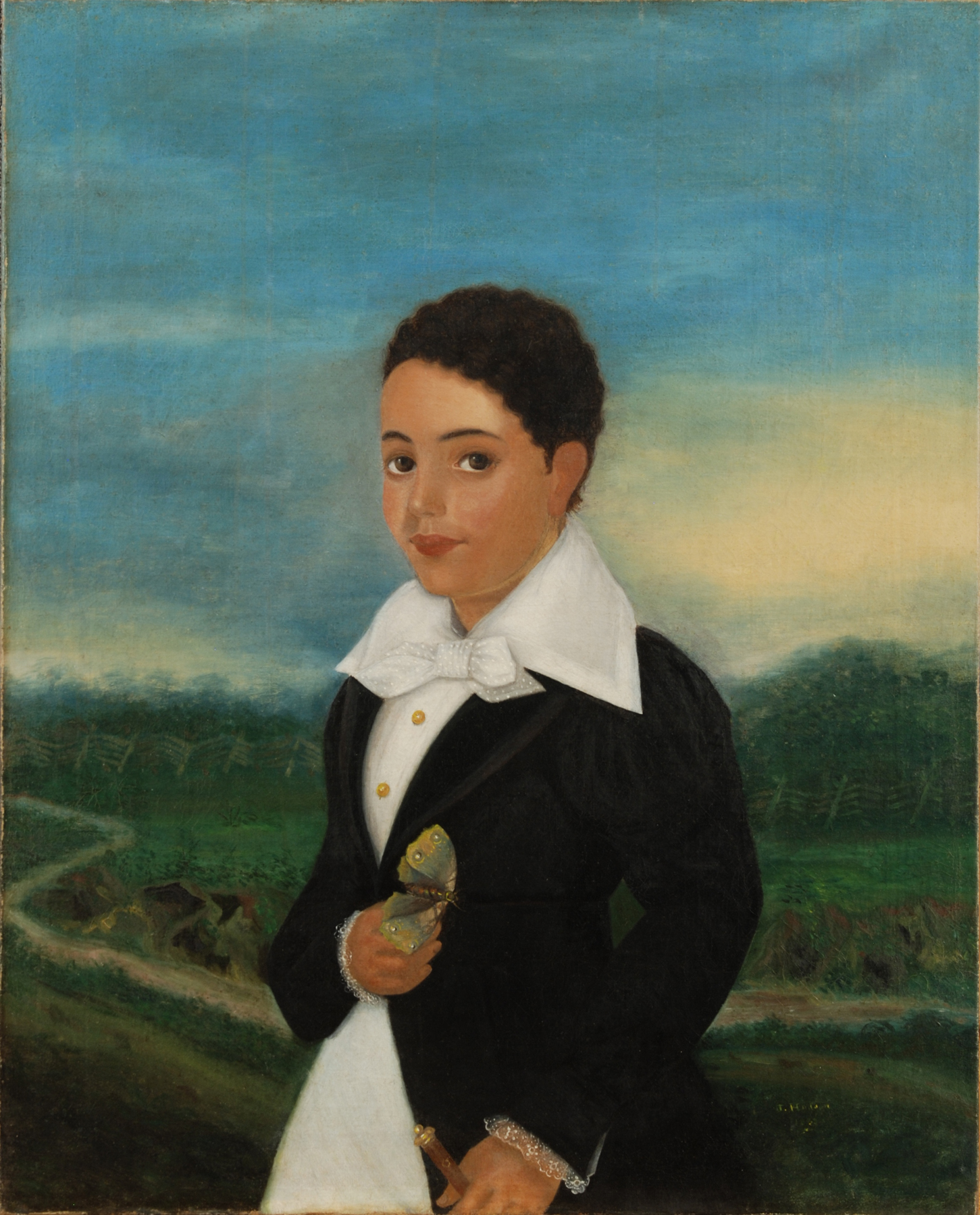 Creole Boy with a Moth, 1835, oil on canvas by Julien Hudson.