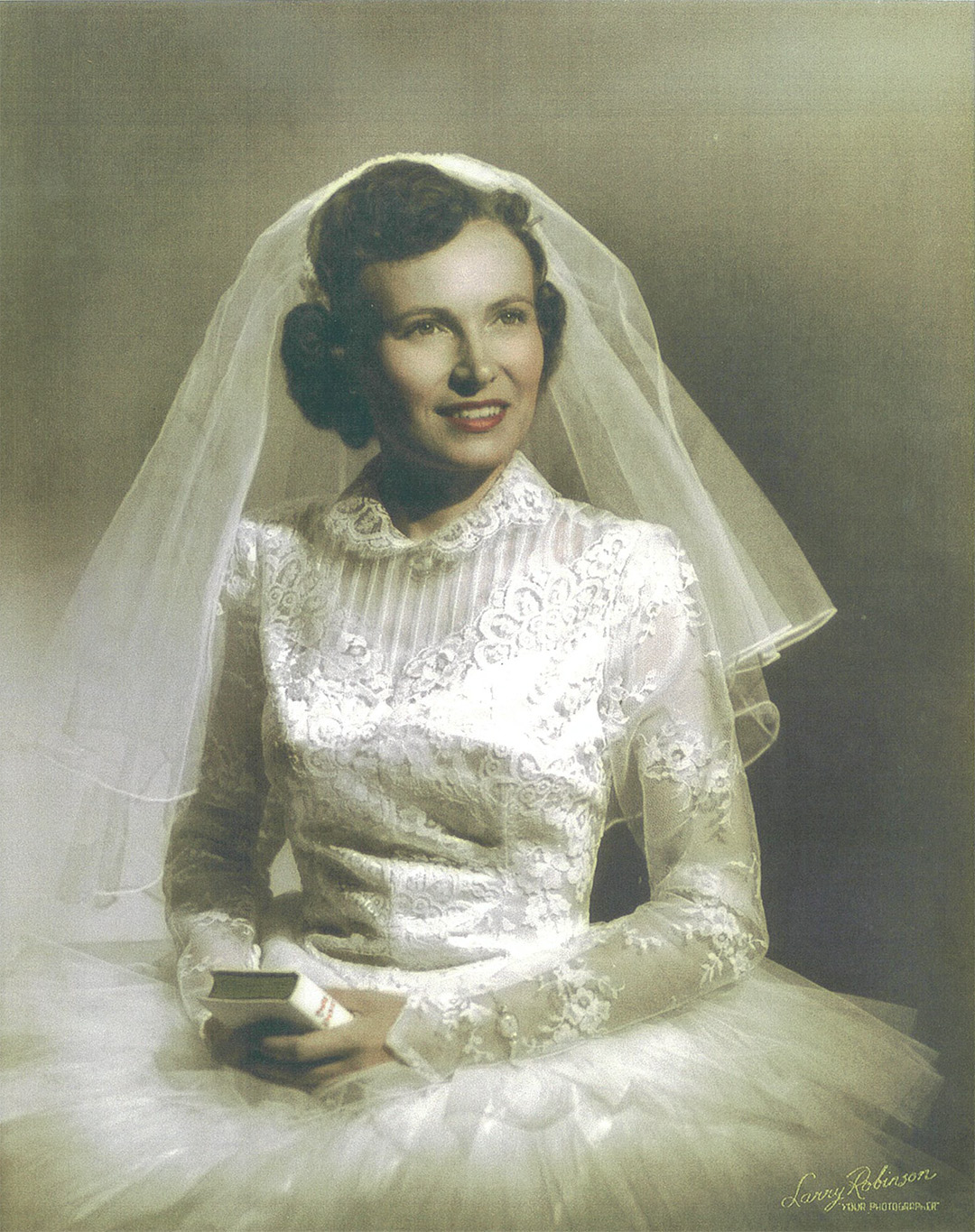 A photo of Rita Aucoin on her wedding day to Frederick William Grant, Baton Rouge, Louisiana, June 12, 1954.