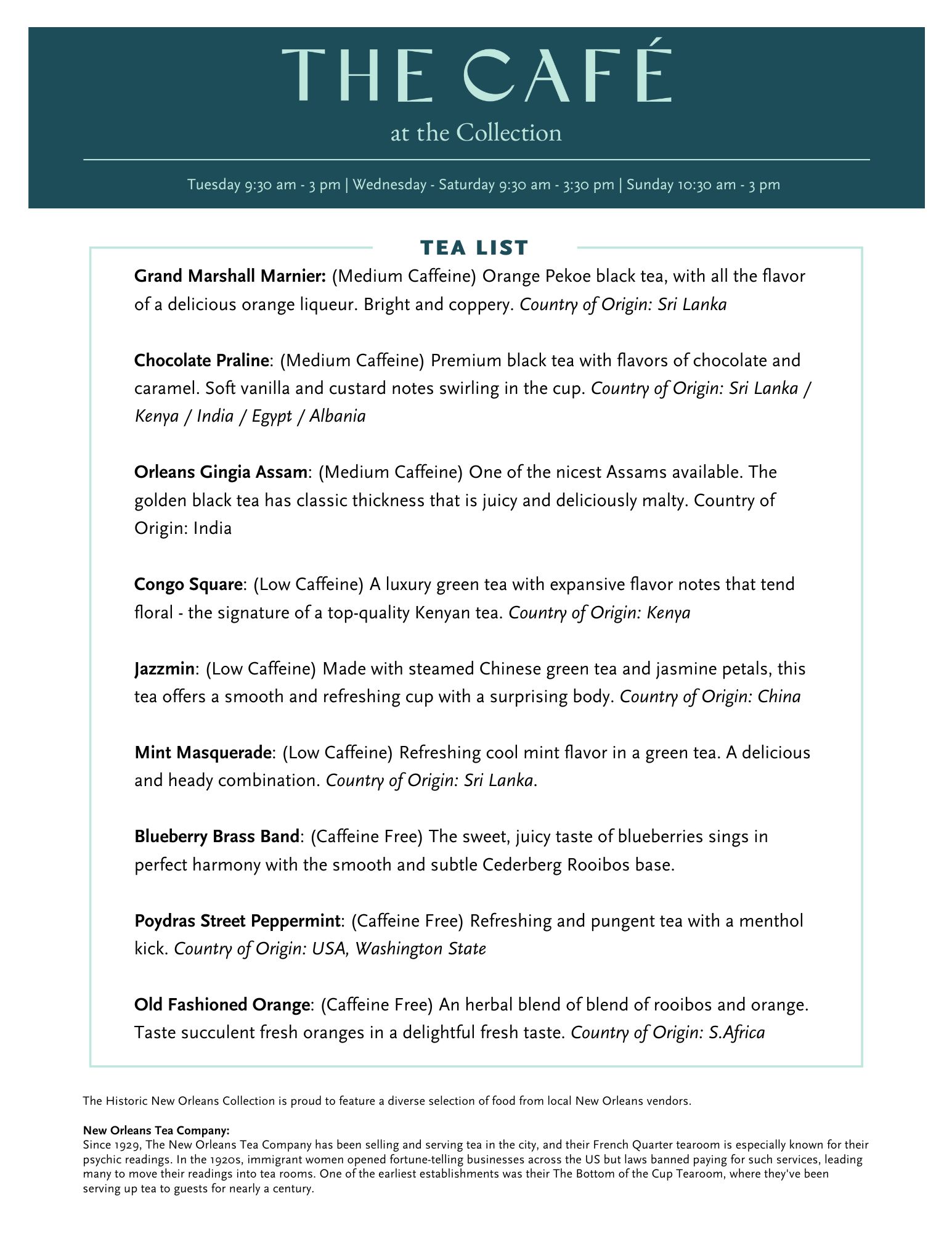 Tea Menu
