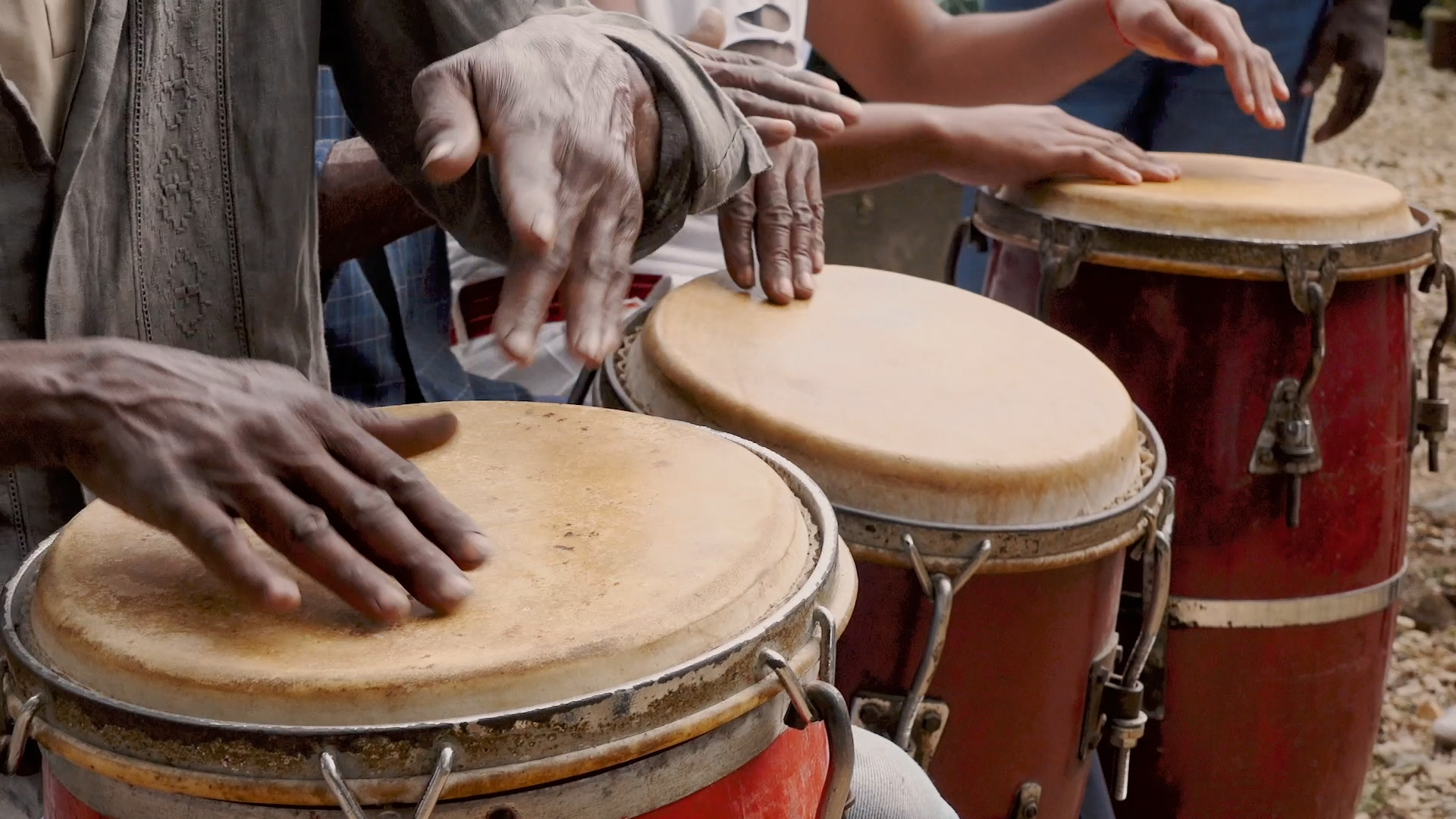 Film still of Cuban drums from "Tierra Sagrada." Courtesy of Ned Sublette