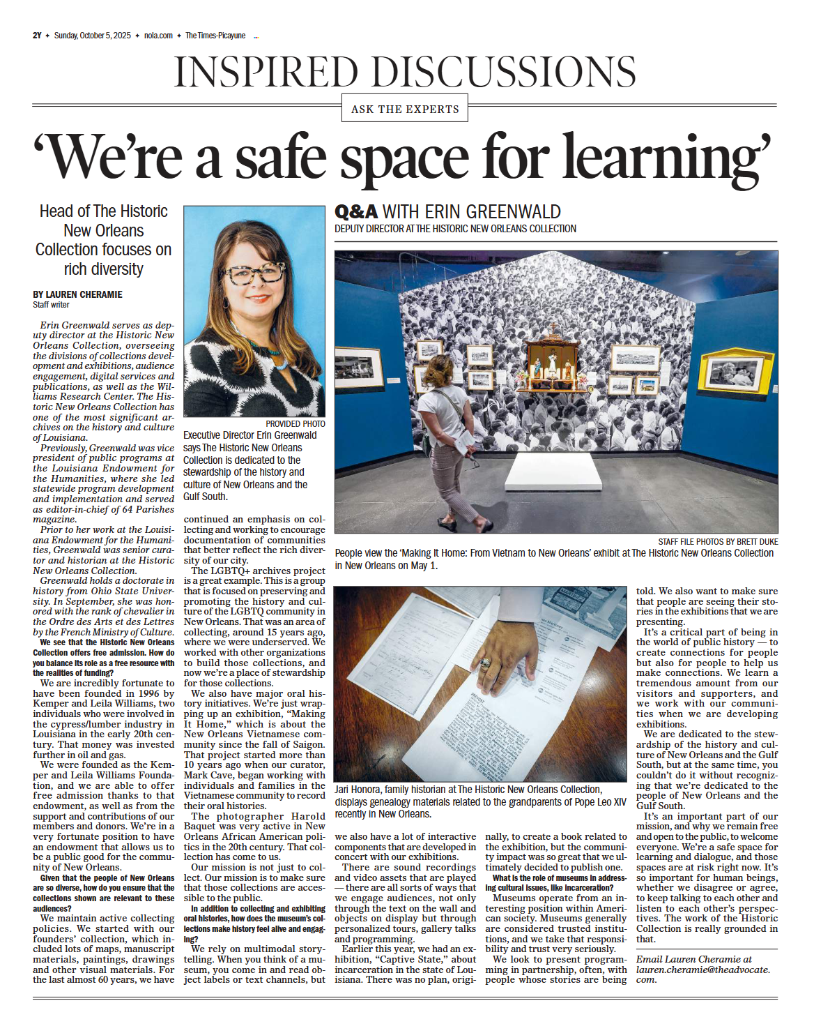 Times Picayune Erin Greenwald Feature