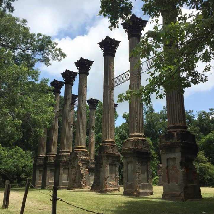 A modern photo of Windsor Ruins, showing several giant columns that outlined the home.