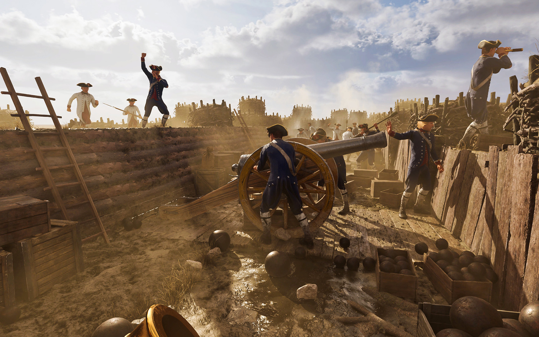 A view of a Spanish artillery battery in "American Revolution: The Augmented Exhibition"