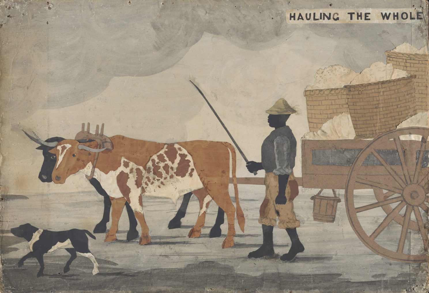 First of four panels from William Henry Brown’s collage "Hauling the Whole Weeks Pickings" (ca. 1840).