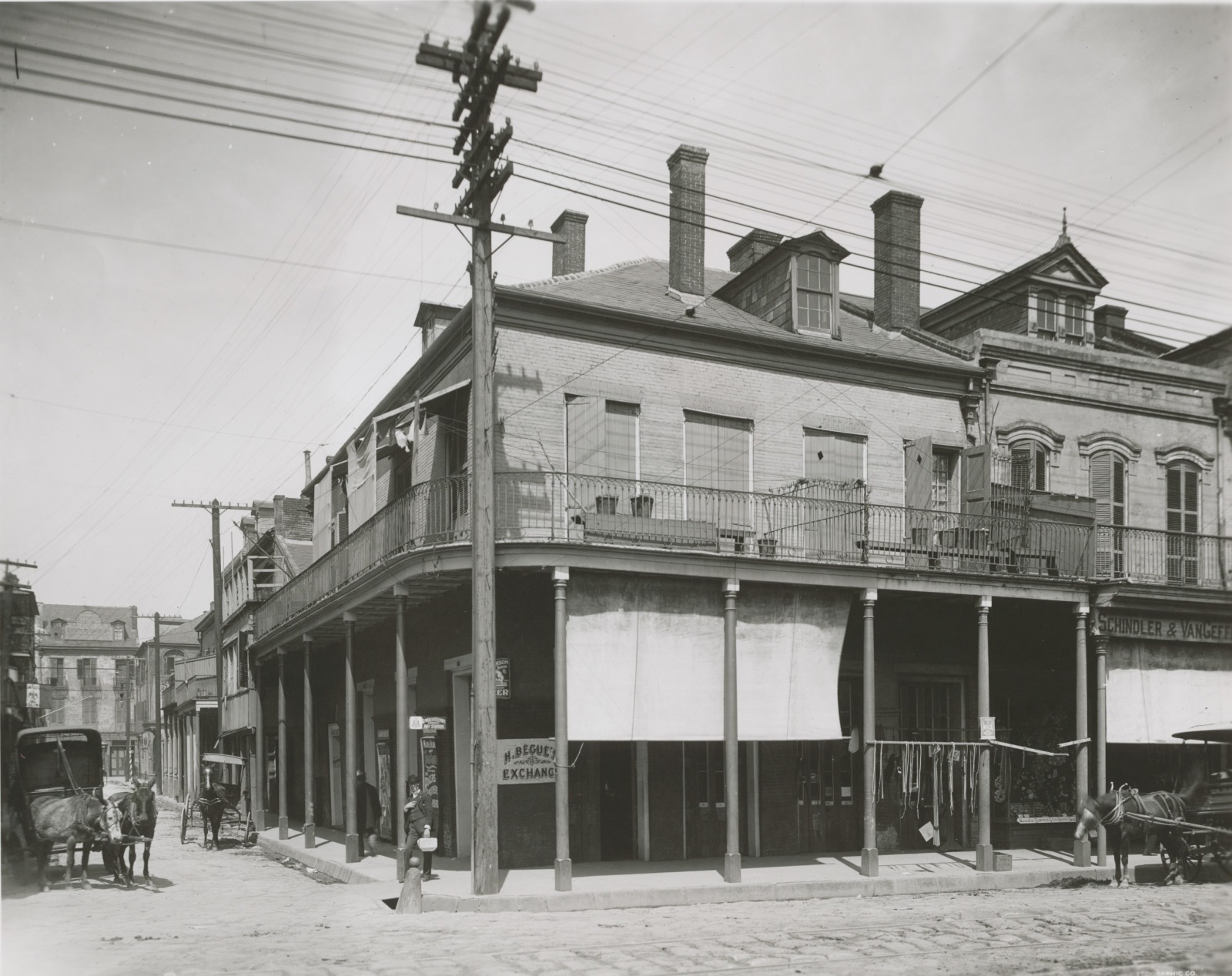 The exterior of Madame Begue's restaurant at Decatur and Madison Streets.