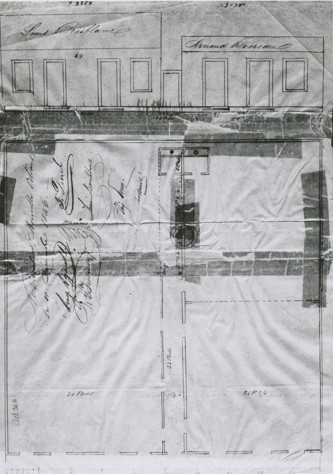 A black and white architectural blueprint featuring detailed drawings and handwritten notes. The design includes plans for several rooms and measurements. The names Green Street and Thomas Kershaw are visible.