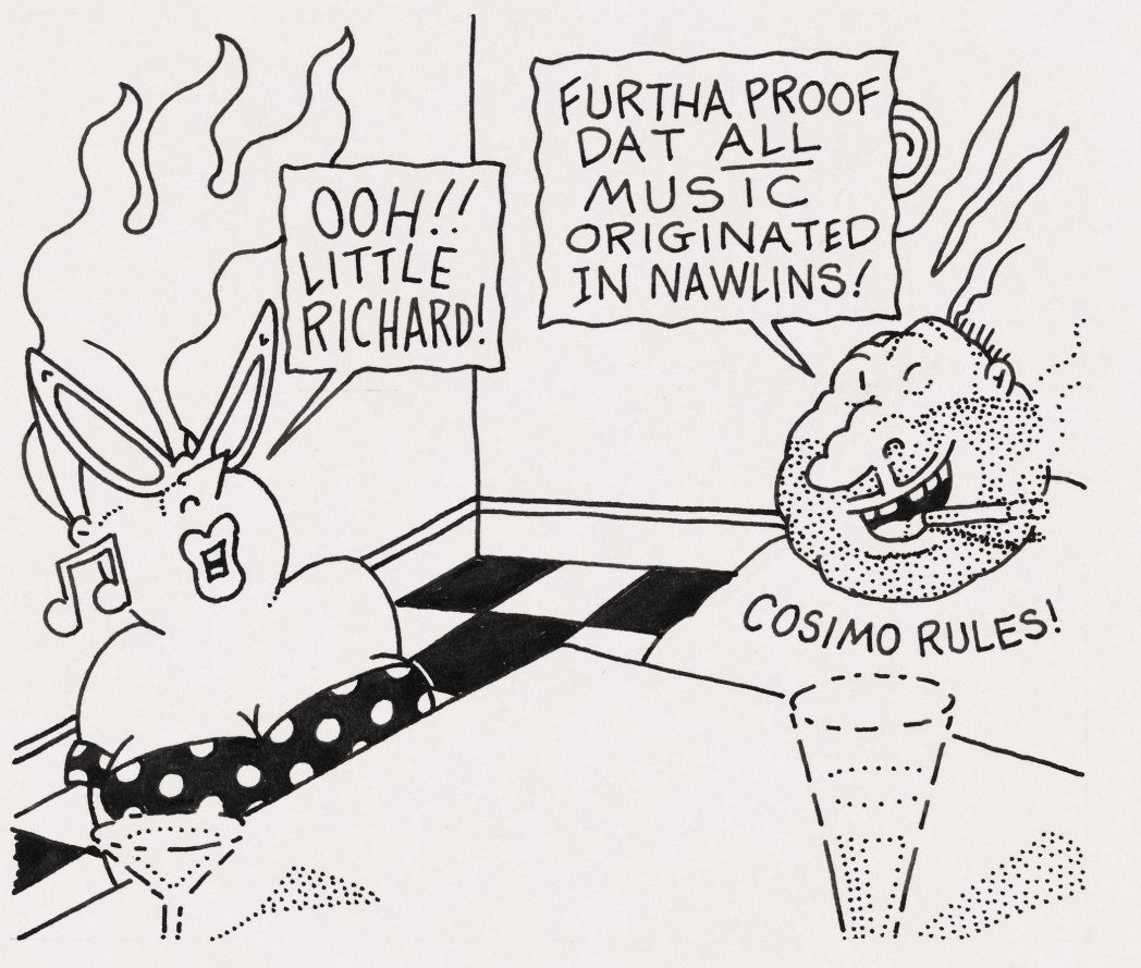 Cartoon characters Vic and Nat’ly reference Matassa in this comic strip from TV Focus, 2000, by Bunny Matthews.