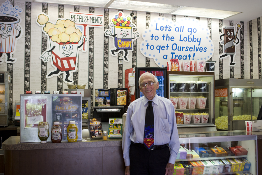 Rene Brunet, Jr. at the concession stand at Prytania Theatre in 2012