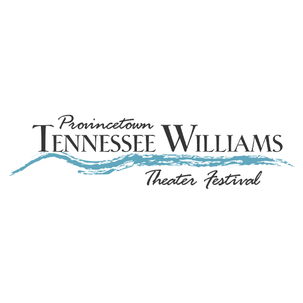 Logo for the Provincetown Tennessee Williams Theater Festival, featuring stylized text and a blue wave design.