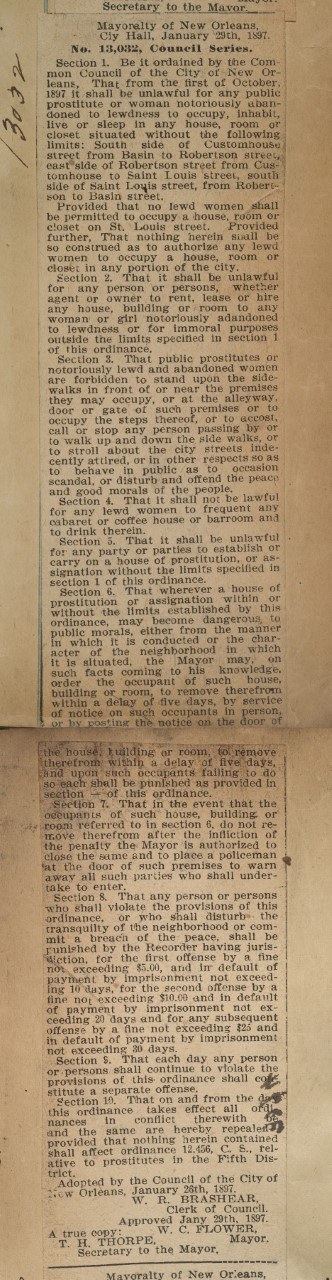 A sepia-toned newspaper clipping detailing a historical announcement. The image shows two columns of text with some visible creases and handwritten notes in the margins. The text discusses regulations and conduct, dated January 1857.