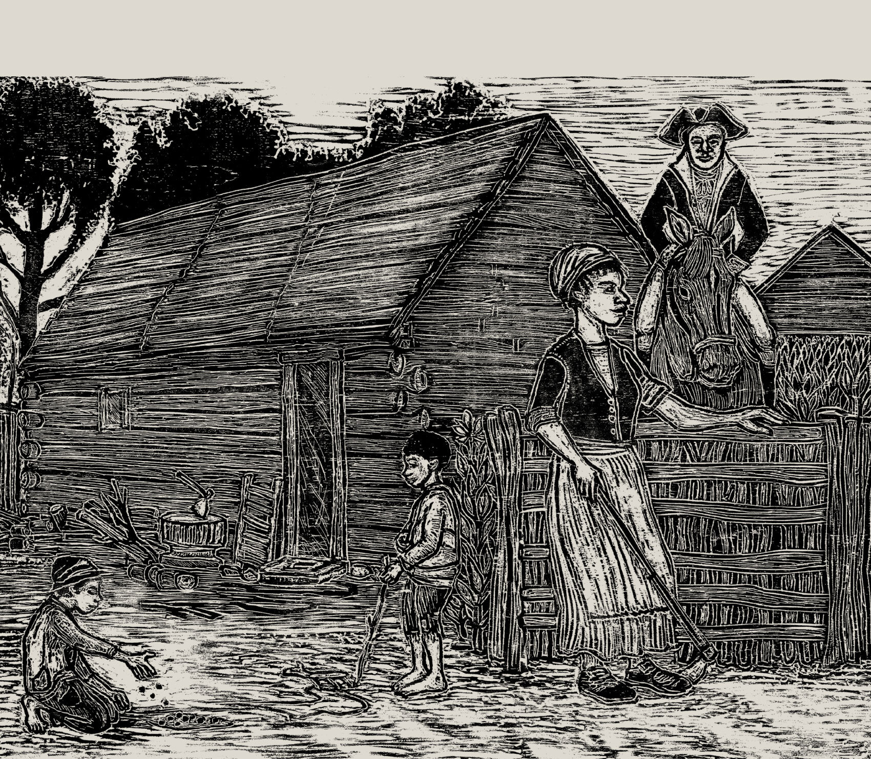 A lithograph image of enslaved workers