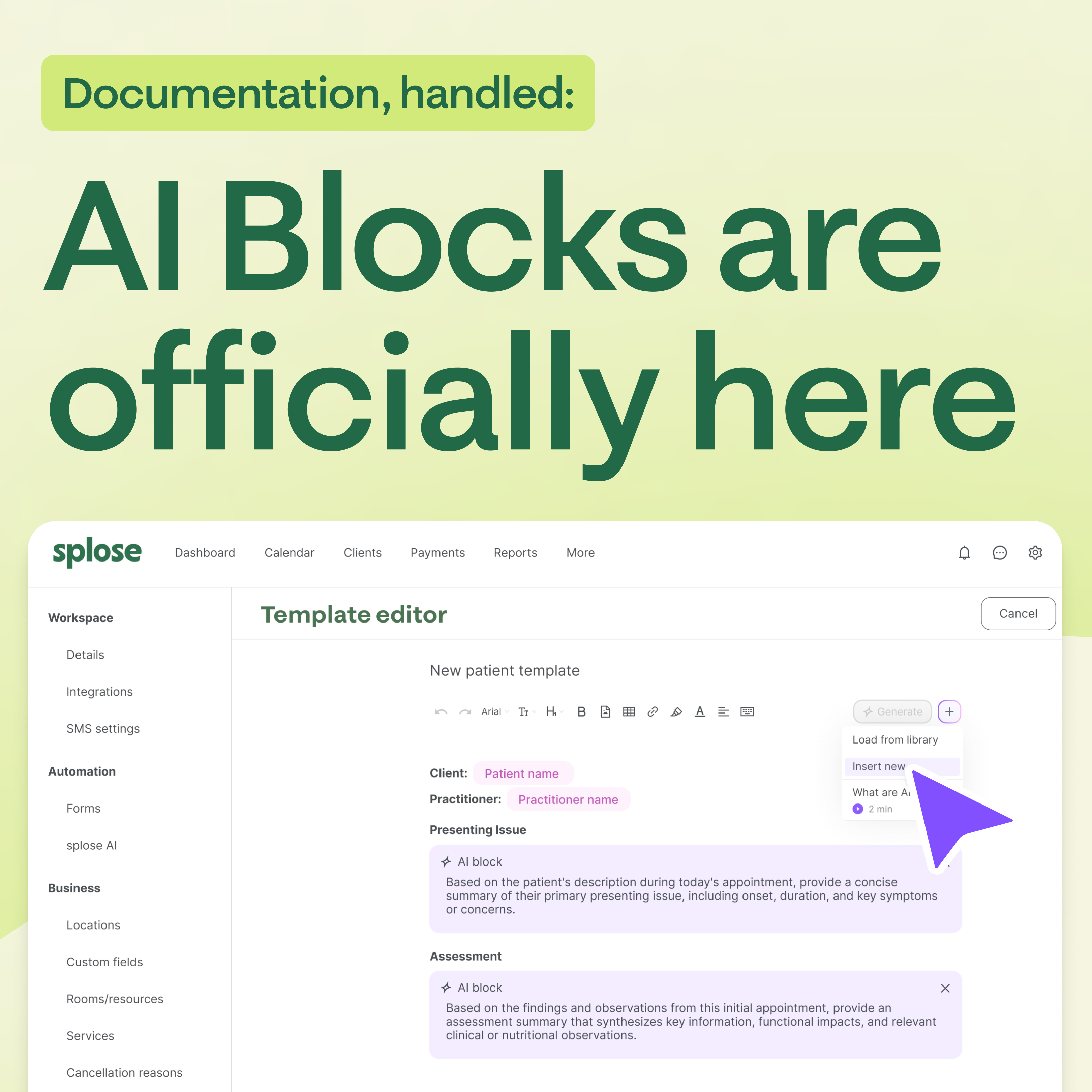 Splose Documents Examples Documentation, handled: Introducing AI Blocks for splose • splose NZ