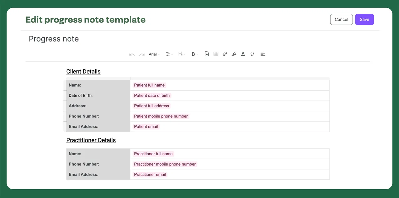 Splose Documents Examples splose UK • Unlock the power of Placeholders in Progress Notes