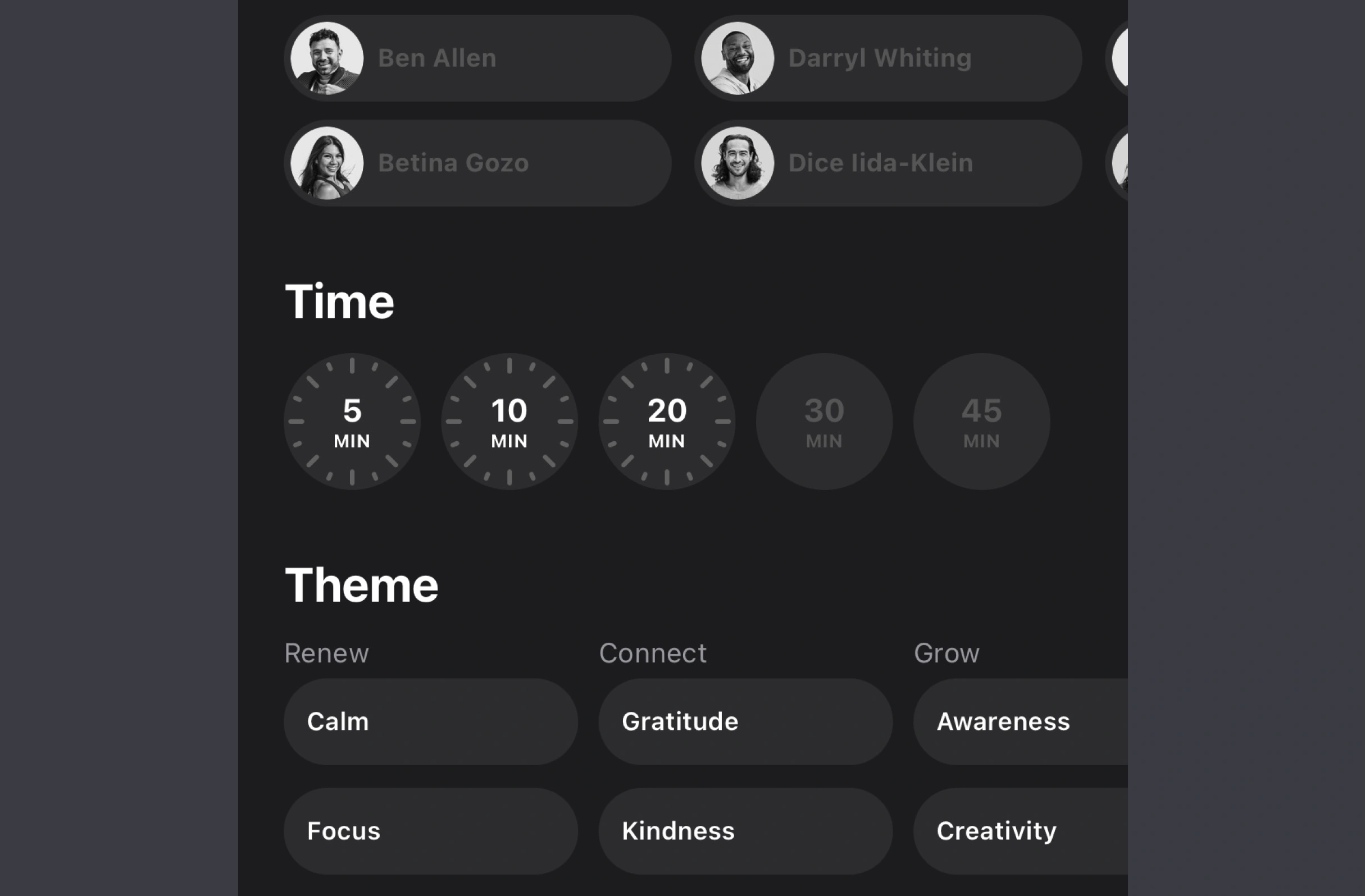 Bitesized UX example: Filtering by workout length