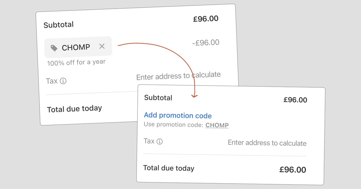 Bitesized UX example: Reminding the user about coupon codes