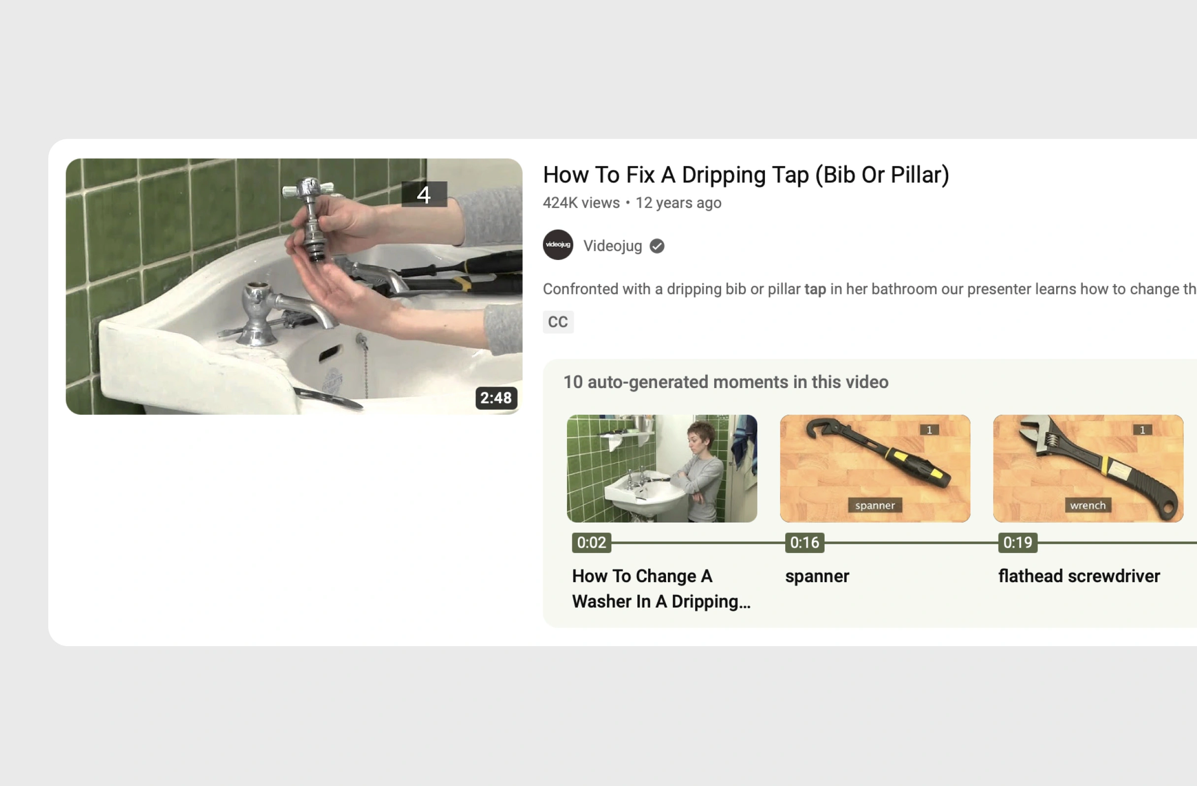 Bitesized UX example: YouTube's moments