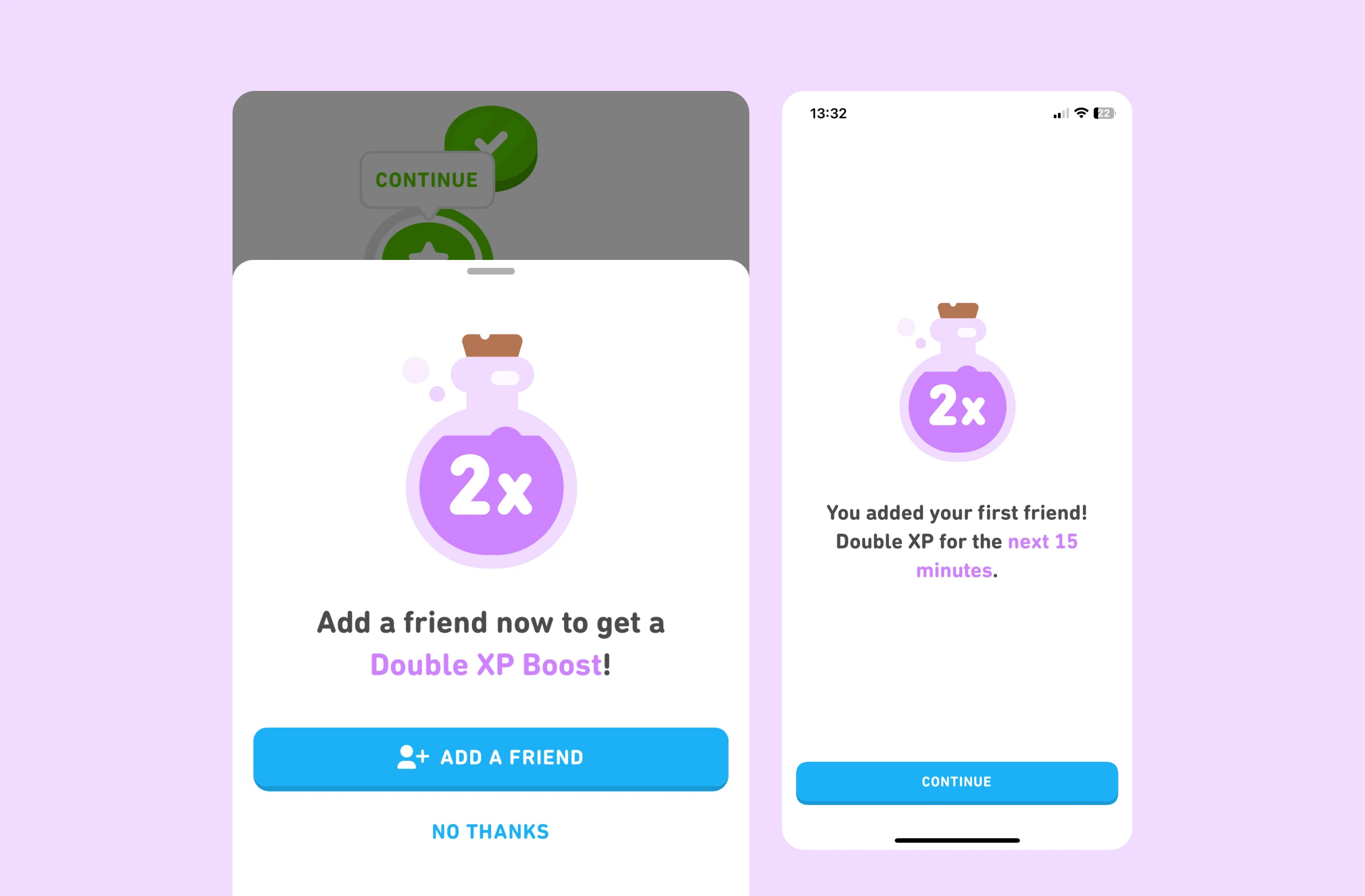 Bitesized UX example: Double XP boosts