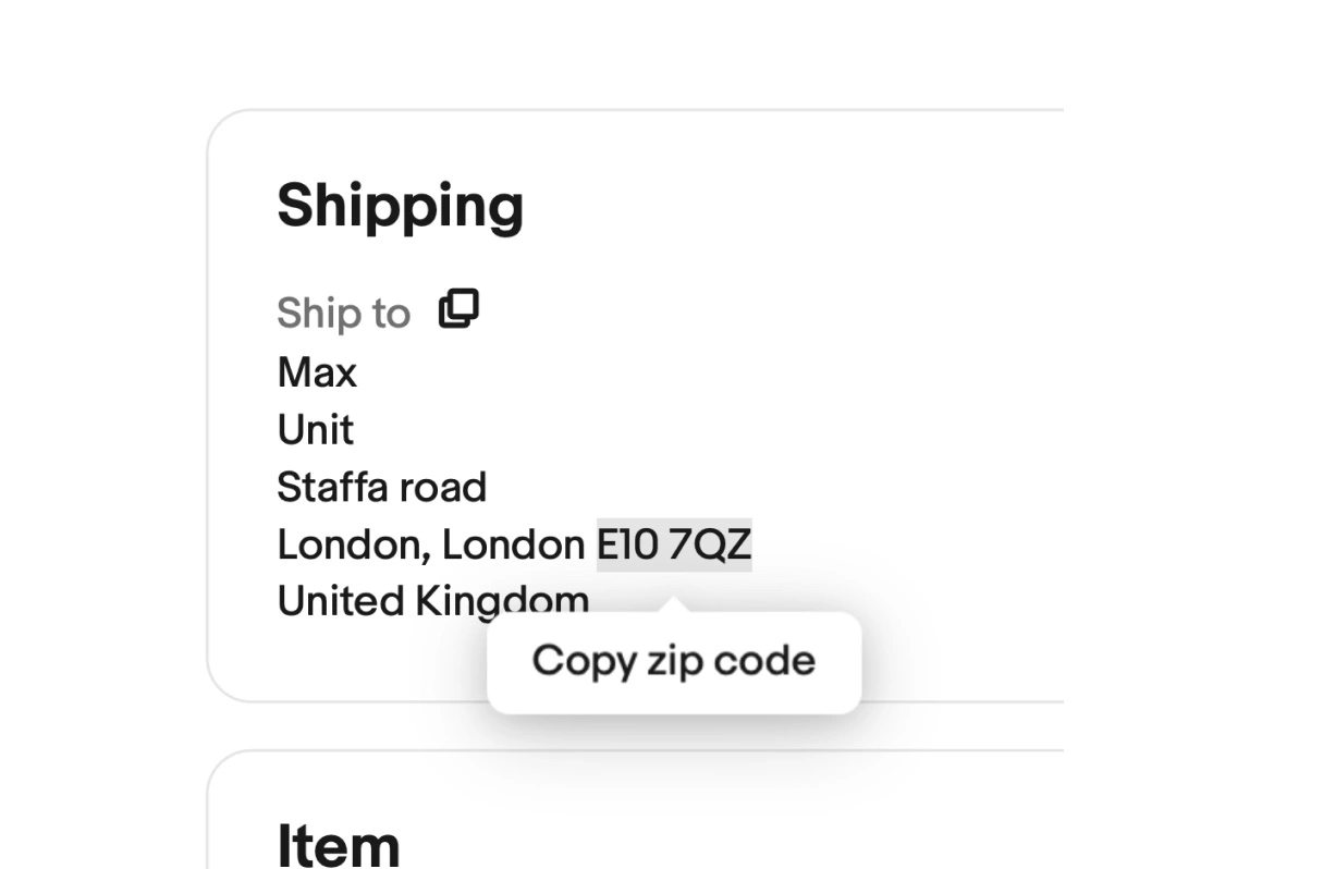 Quick action to copy address