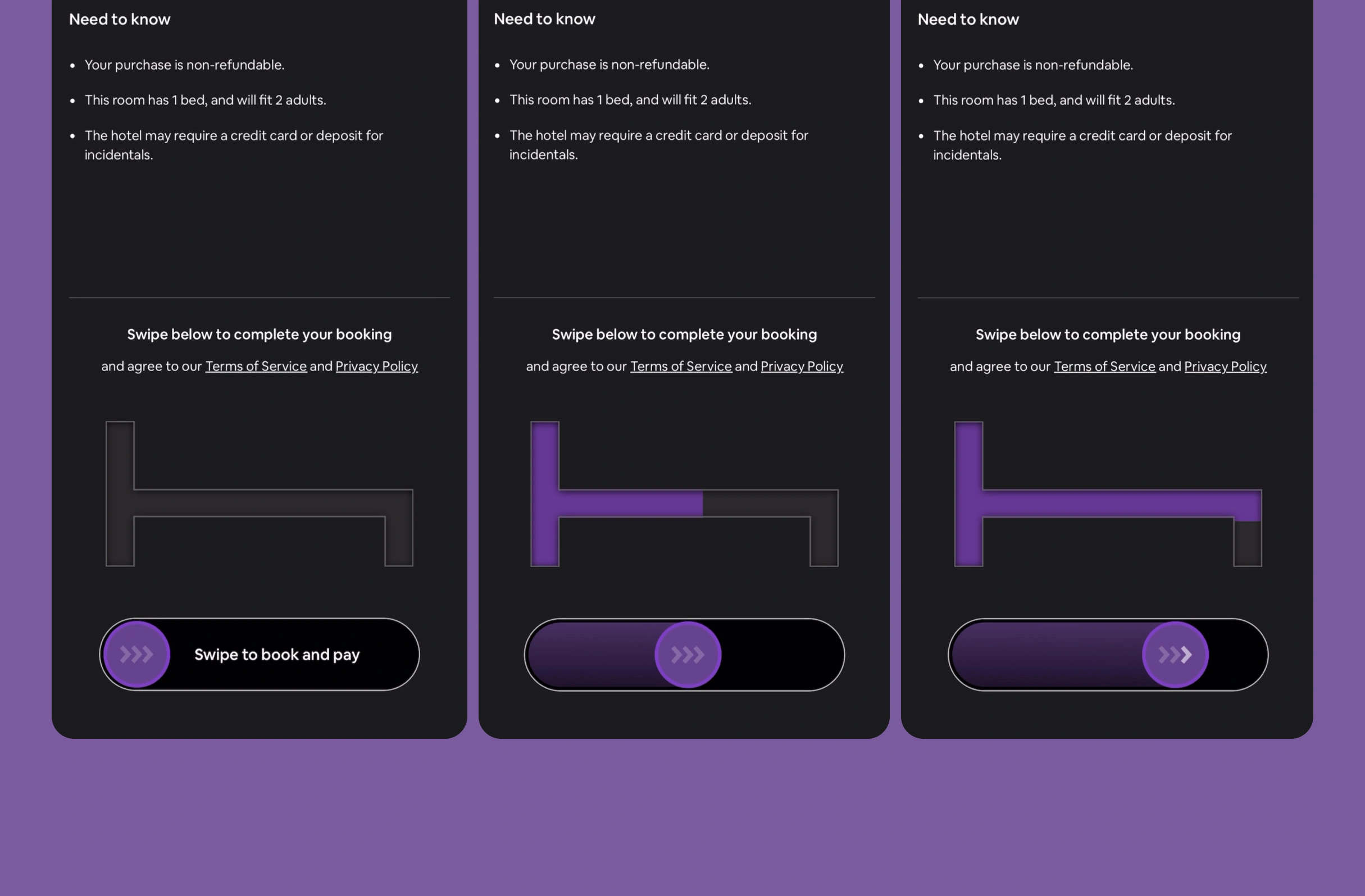 Bitesized UX example: Swipe to confirm booking