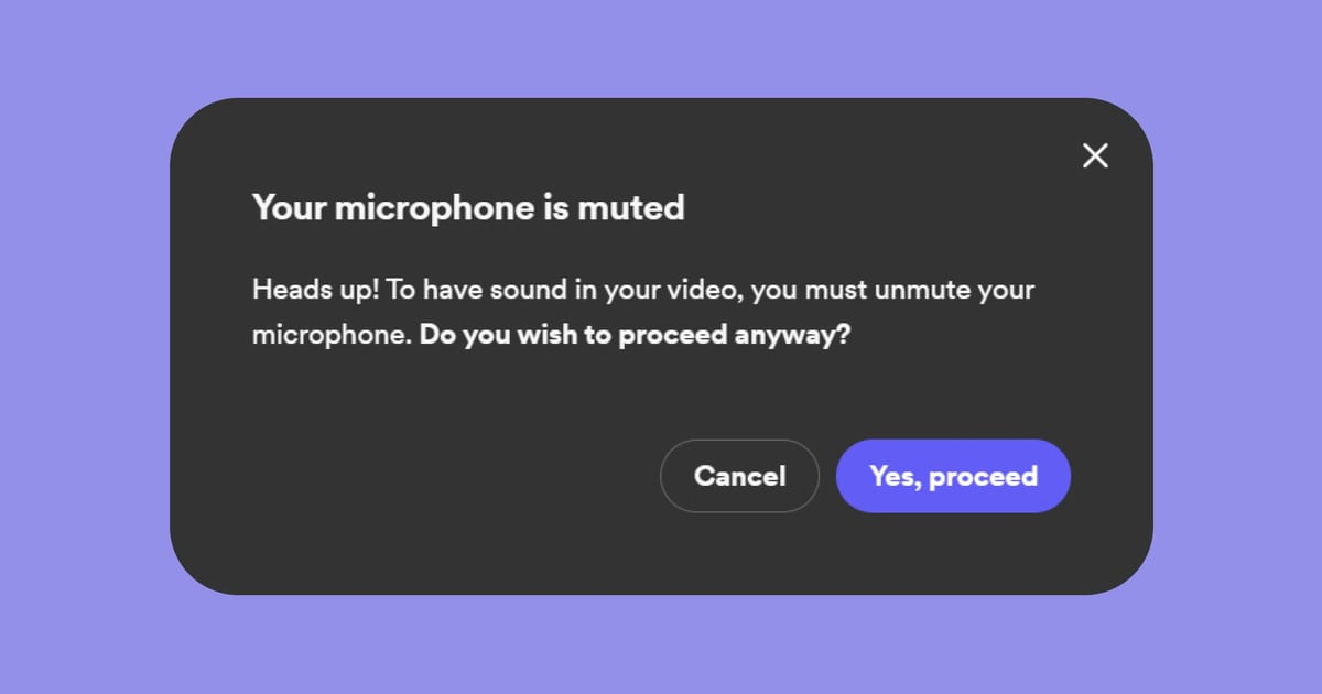 Bitesized UX example: Warning: you're muted