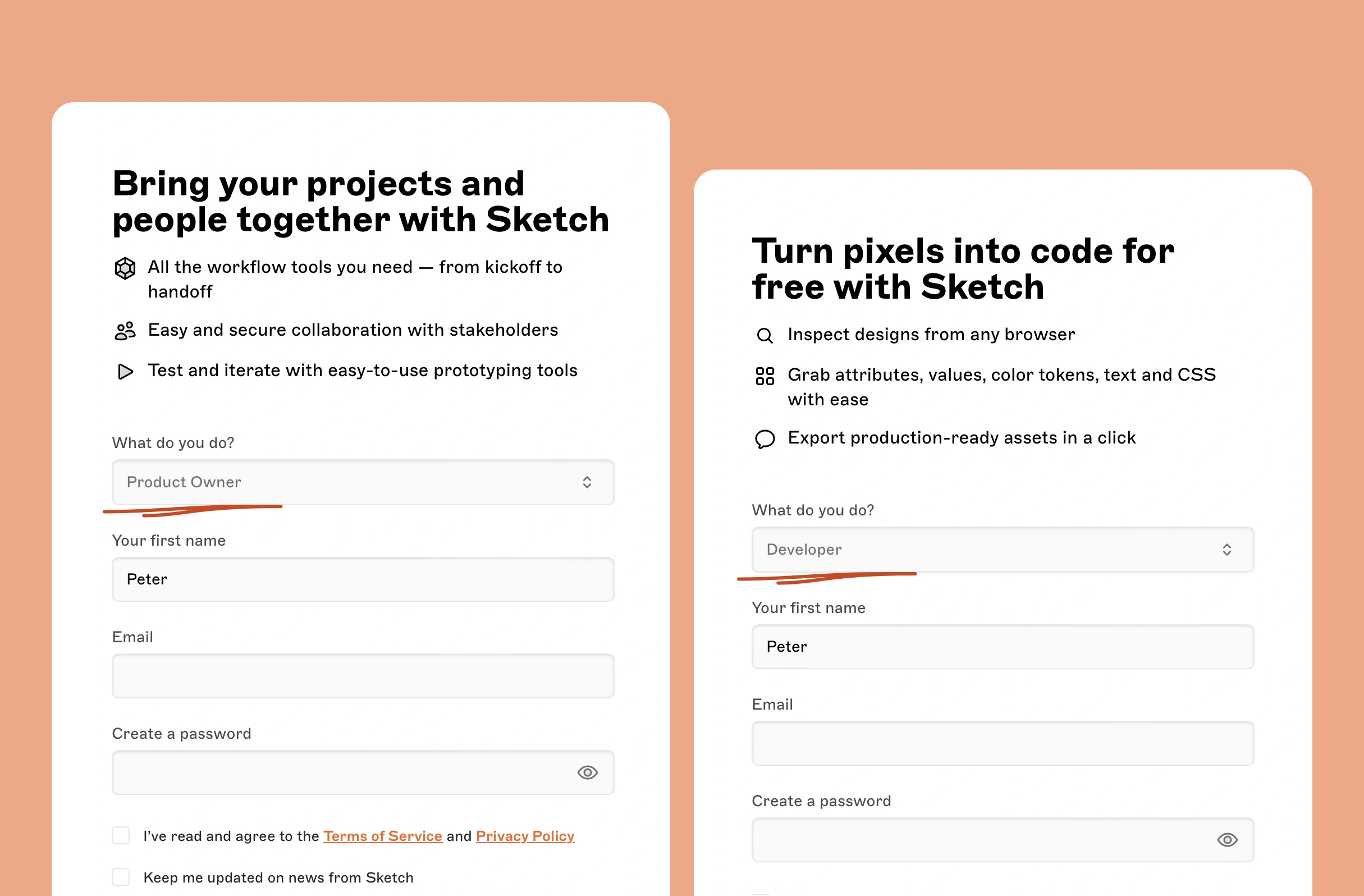 Dynamic sign-up content