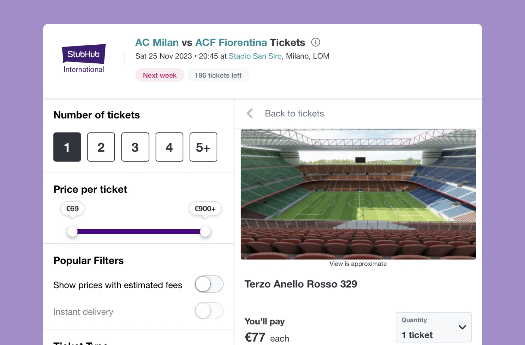 Bitesized UX example: Approximate seating view