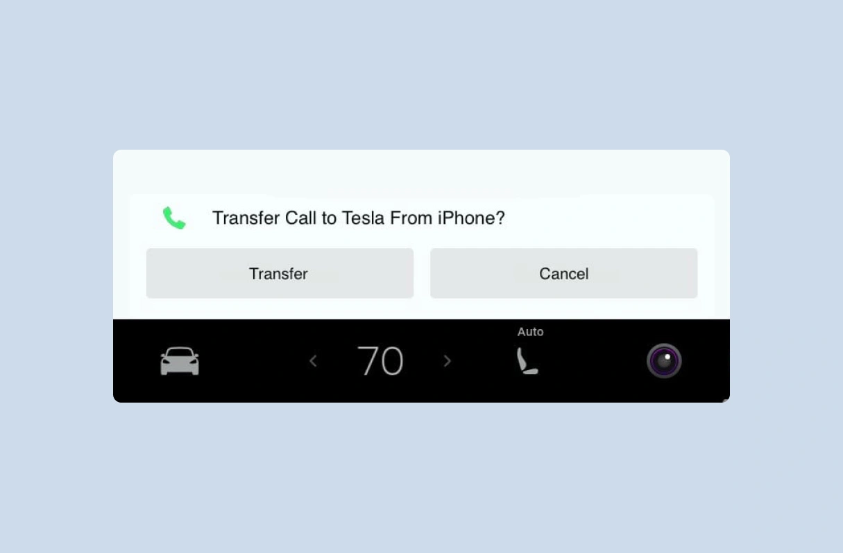 Bitesized UX example: Transfering a call into a Tesla