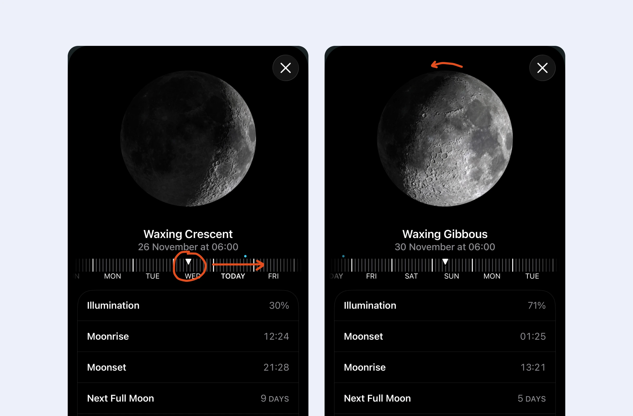 Bitesized UX example: A waxing crescent?