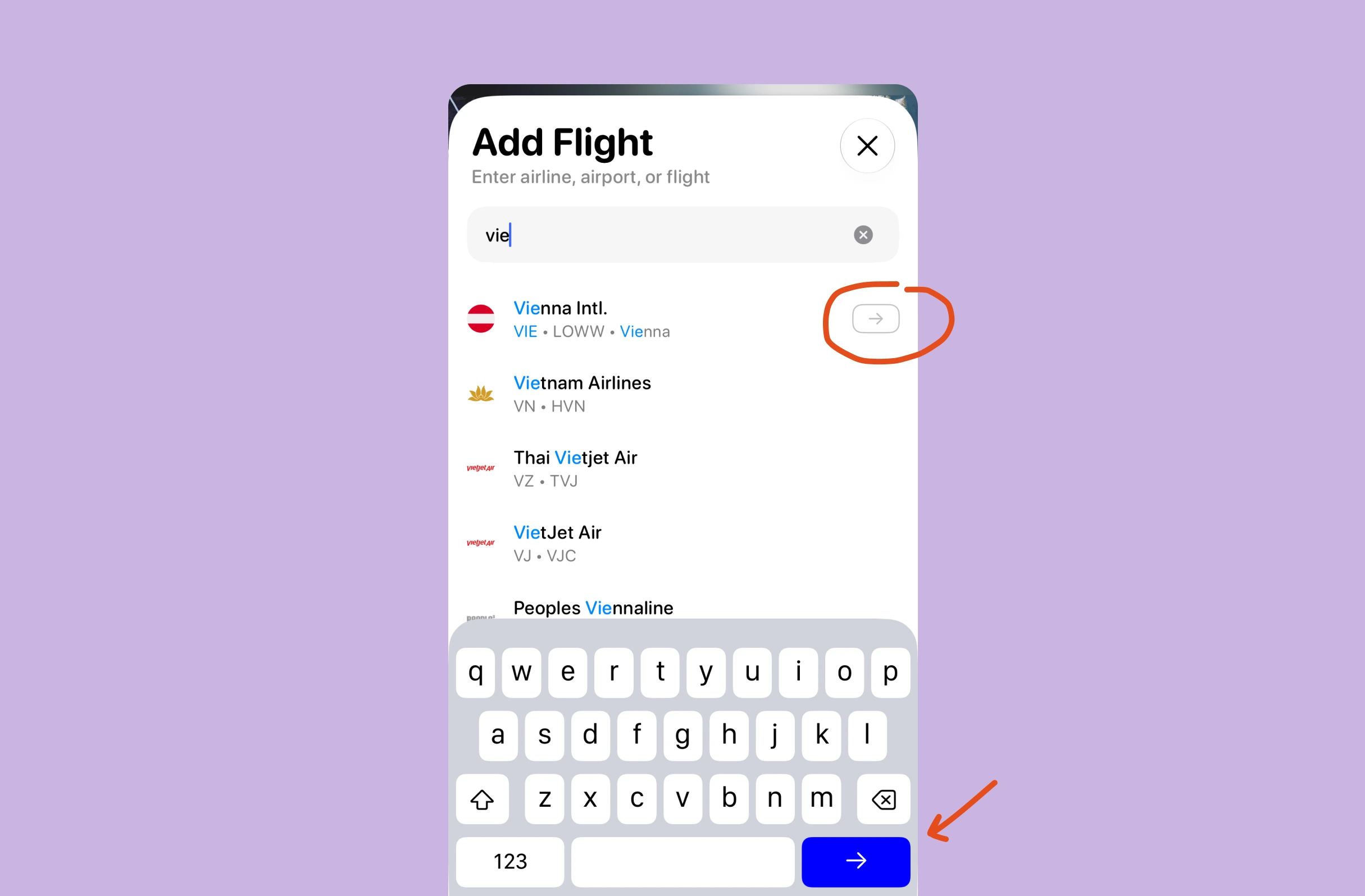 A shortcut while searching