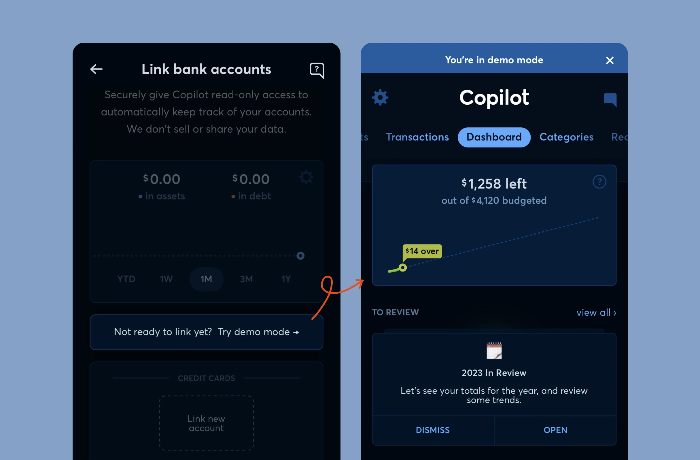 Financial demo mode