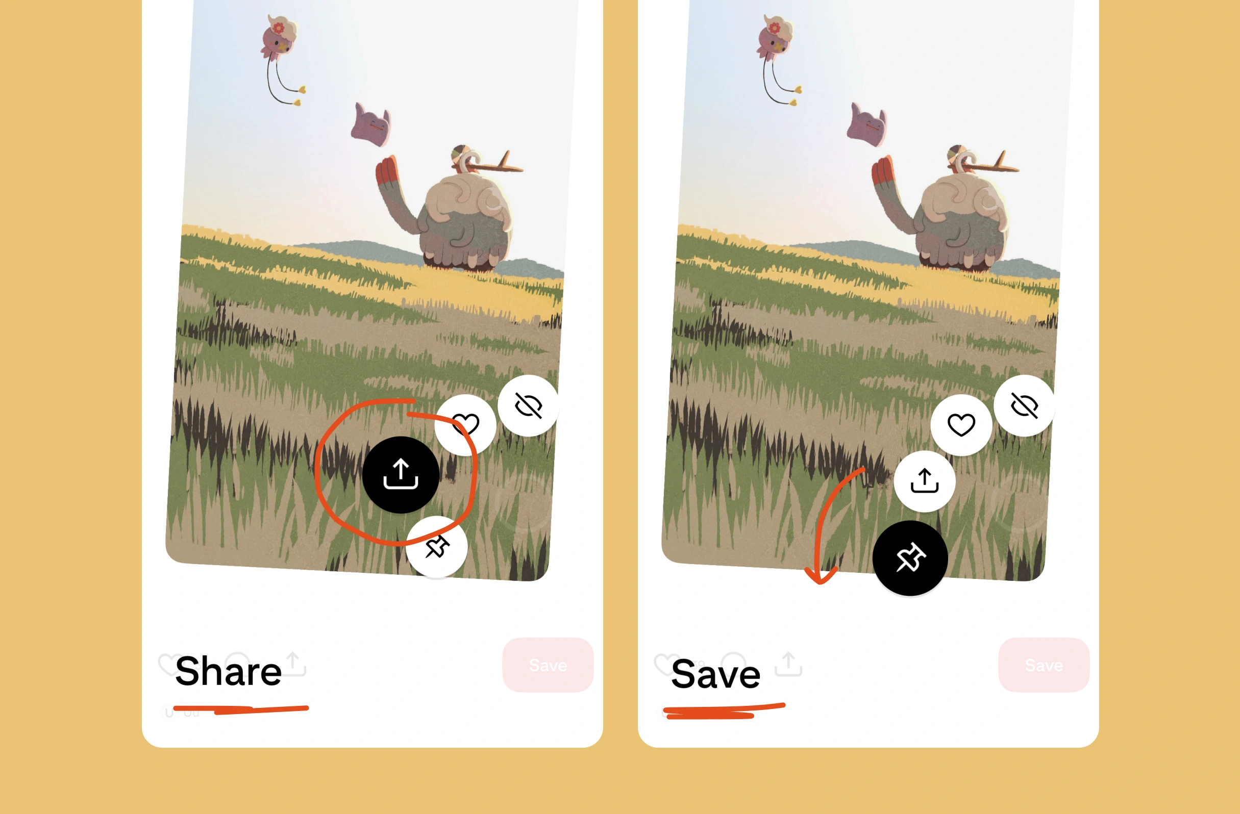 Pinterest's drag and hold menu