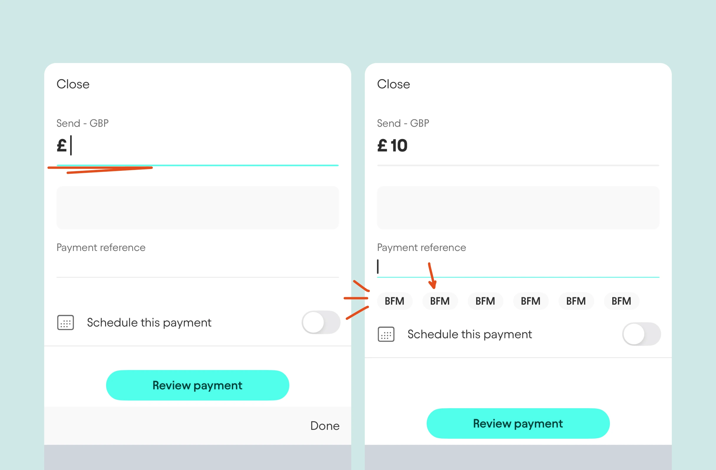 Bitesized UX example: Displaying previous references