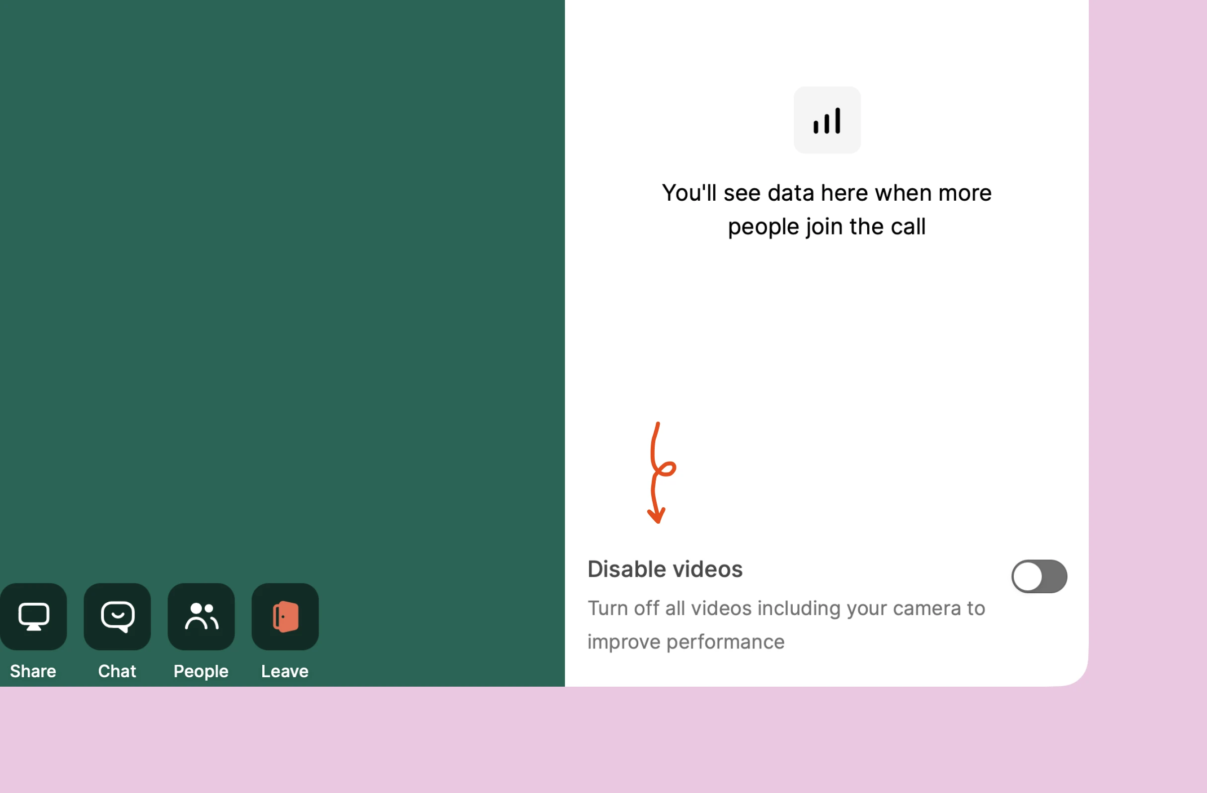 Bitesized UX example: Turning everyone's camera off