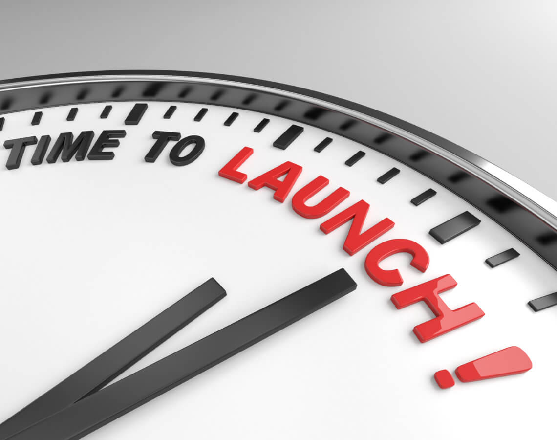 Clock showing Launch!