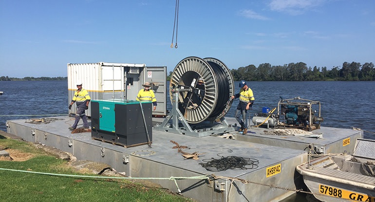 AARNet cable barge Taree UNE build news