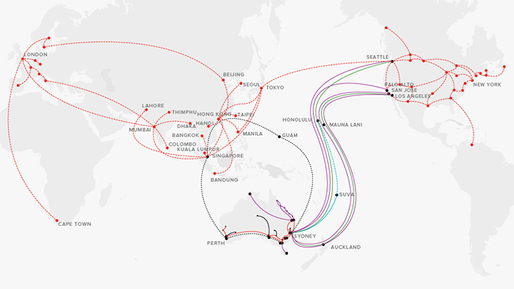 AARNet international map 2016