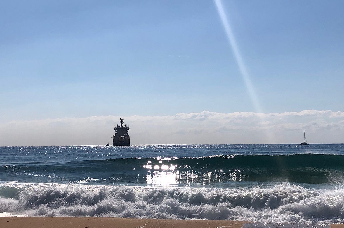 Cable ship off the coast of Narabeen Beach