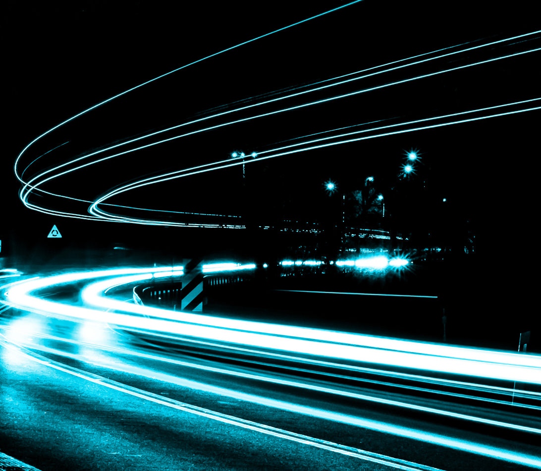 Blue car light trails network