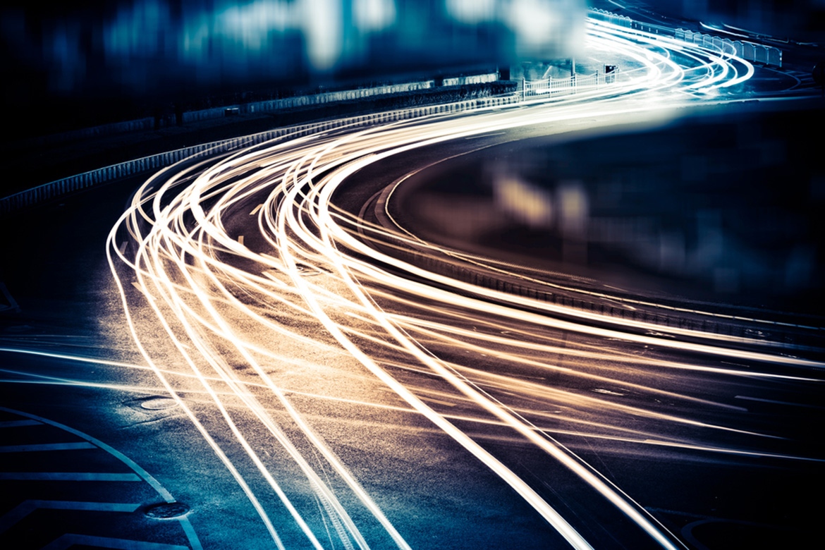 Highway car light trails